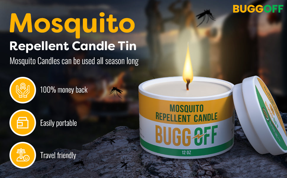Vela y lata repelente de mosquitos natural y eficaz con citronela (8 oz) 