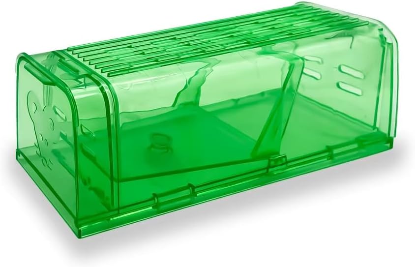 Humane Mouse & Rat Trap, Green Transparent Plastic, Catch and Release Design, Ventilated Live Capture Box
