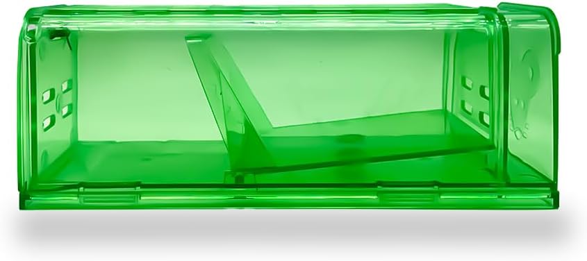 Humane Mouse & Rat Trap, Green Transparent Plastic, Catch and Release Design, Ventilated Live Capture Box