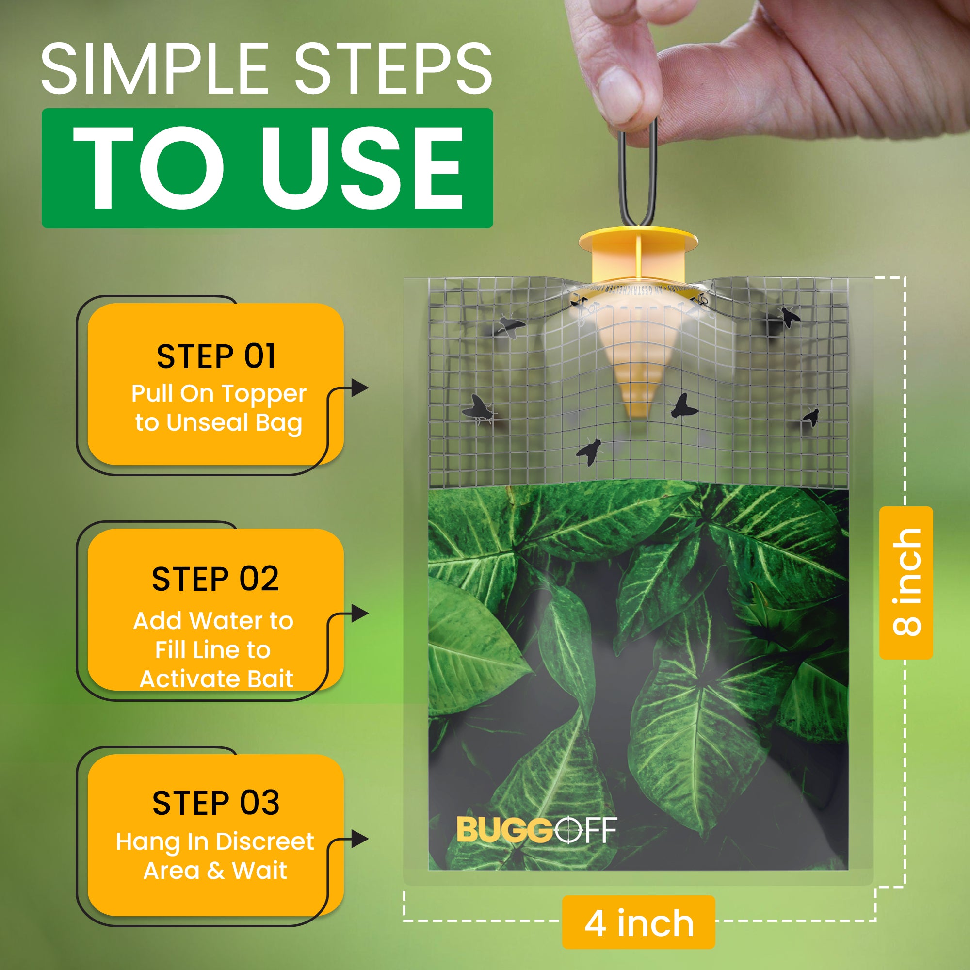 Outdoor Disposable Hanging Fly Traps with Natural Pre-Bait, 10,000 FLIES!