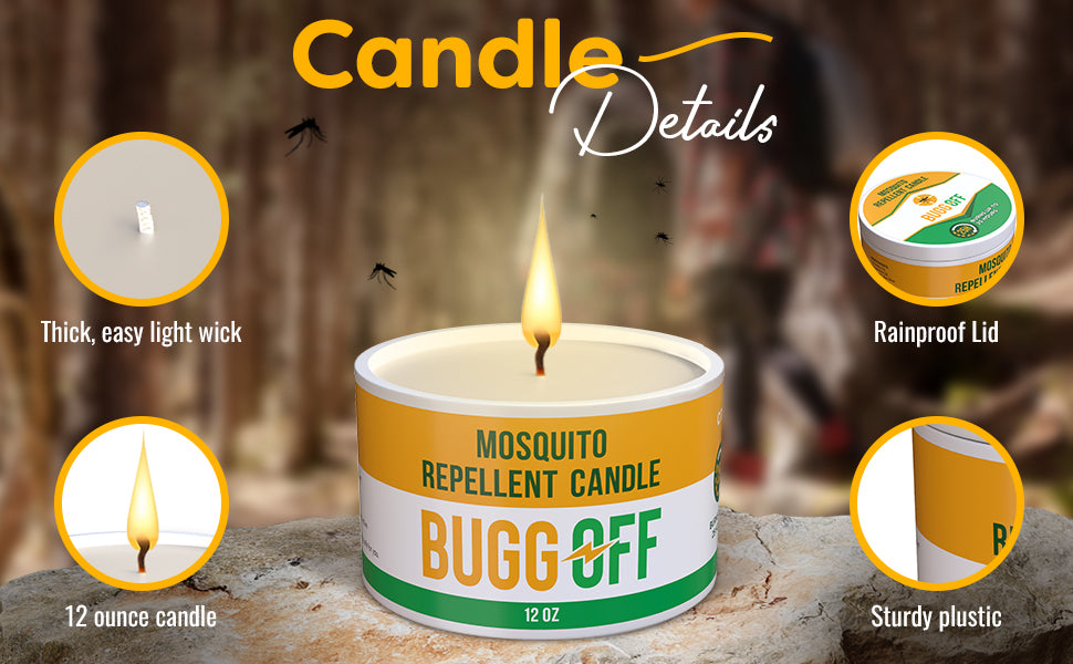 Vela y lata repelente de mosquitos natural y eficaz con citronela (8 oz) 