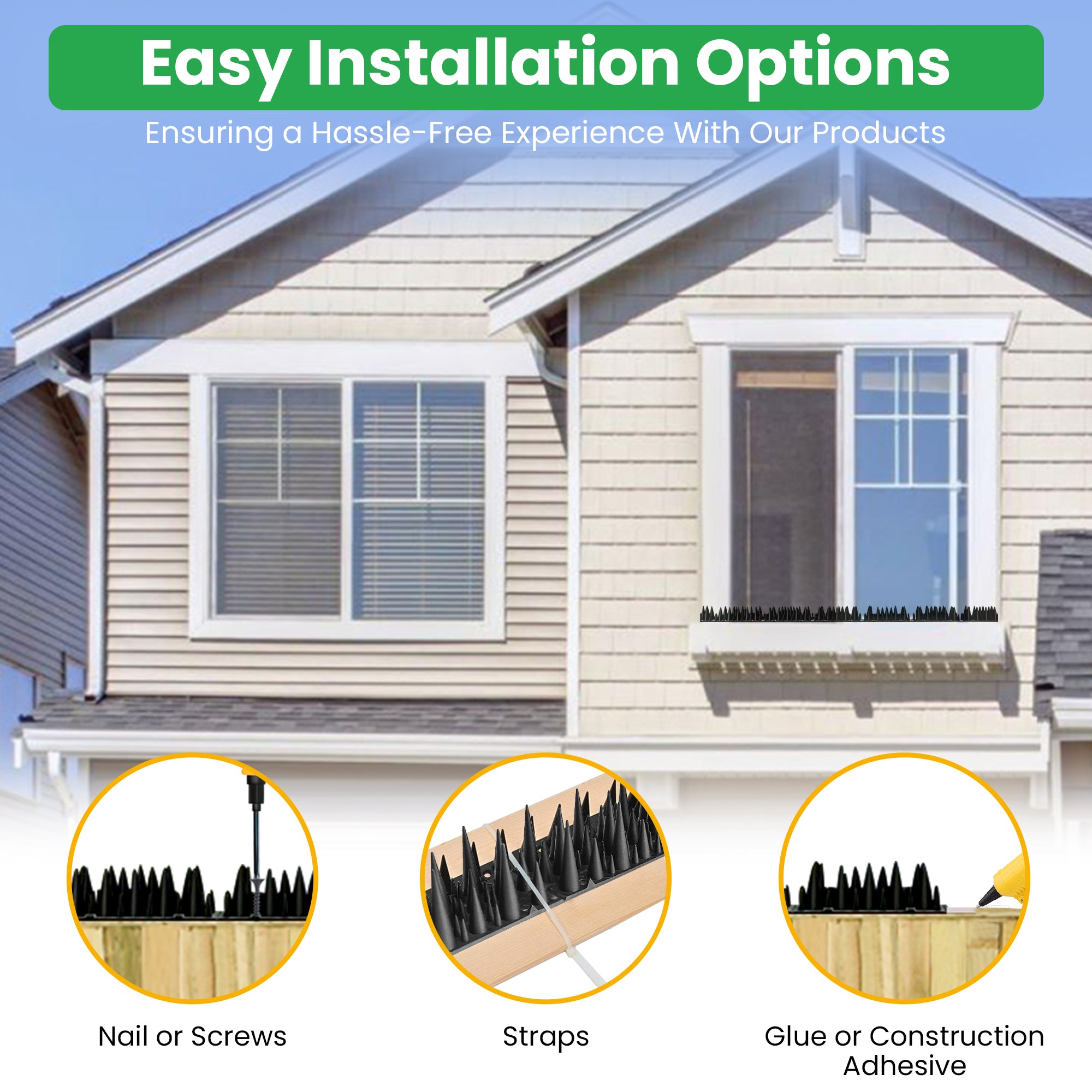 Pinchos disuasorios de pájaros y roedores de plástico con diseño único, ¡humanos y efectivos!