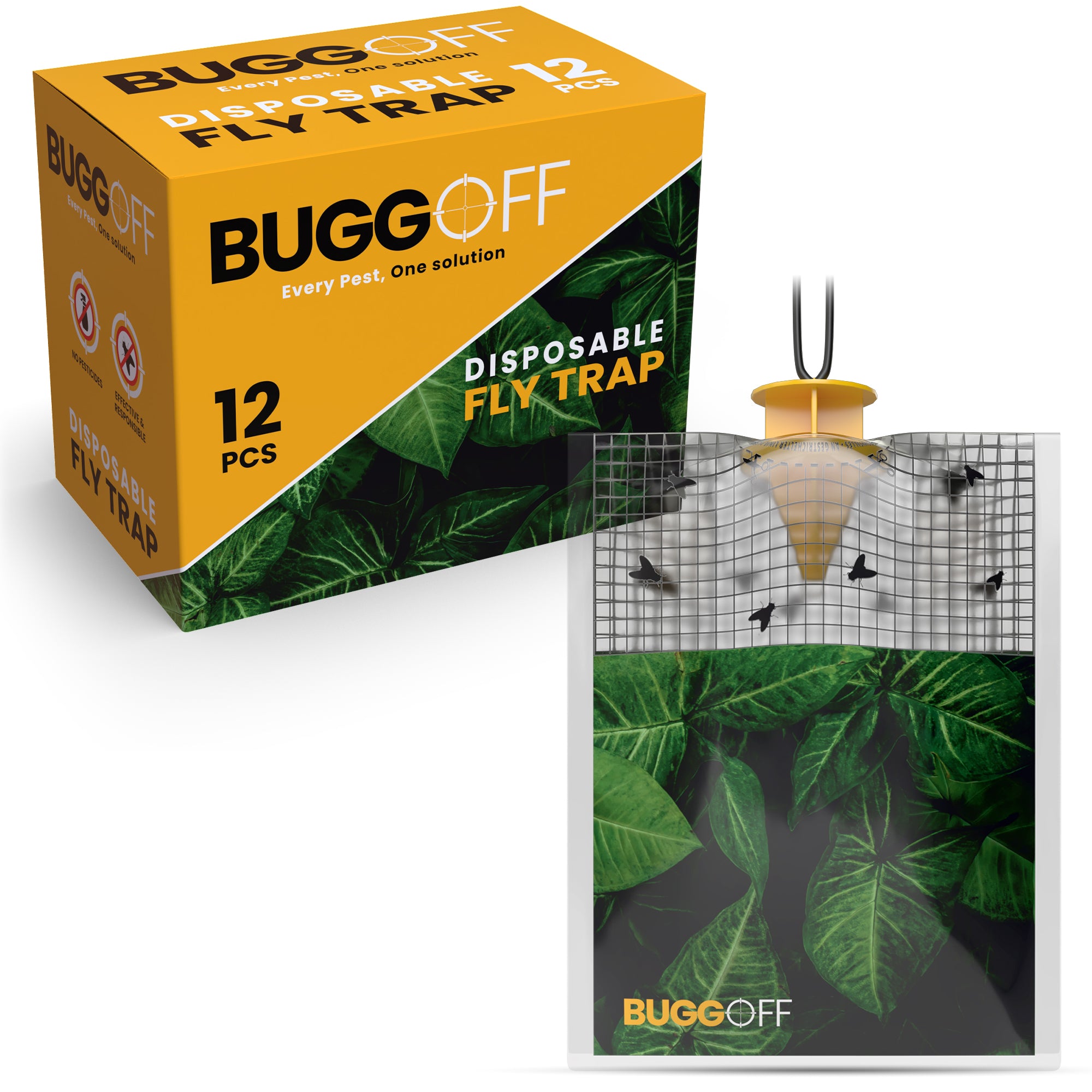 Outdoor Disposable Hanging Fly Traps with Natural Pre-Bait, 10,000 FLIES!
